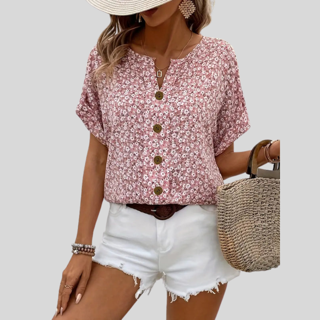 Yrsa | Dame Blomstret Knaplukning Casual Top - Freya Kobenhavn