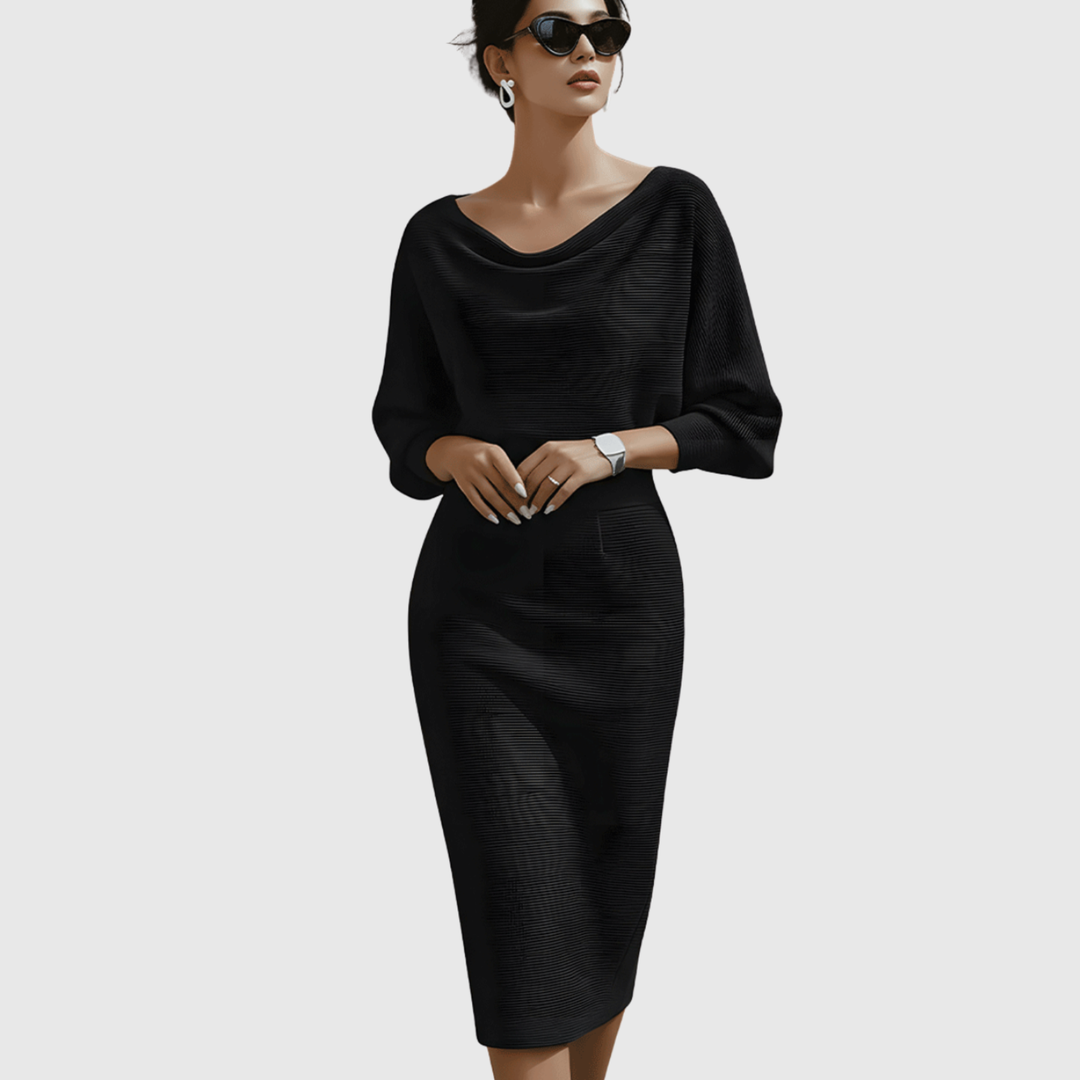 Karen | Dame Elegant Draperet Strik Midikjole - Freya Kobenhavn