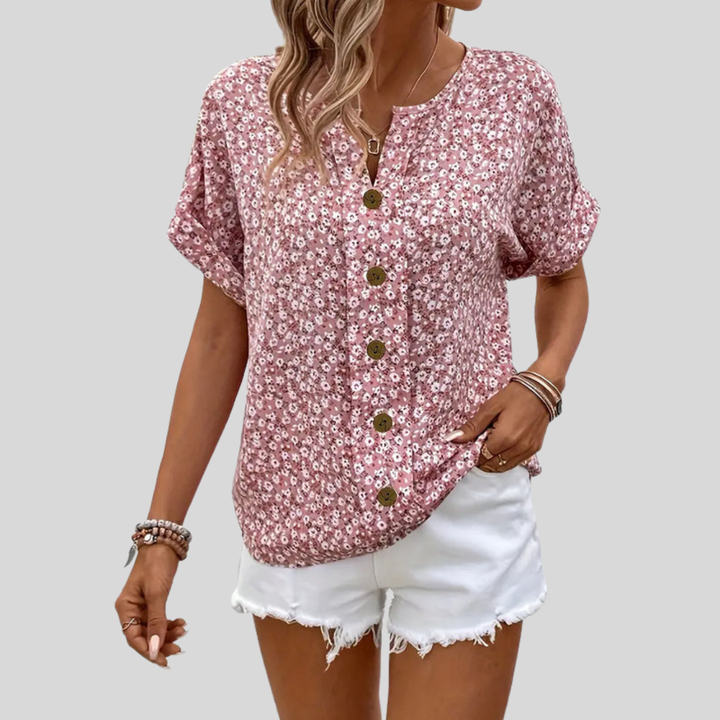 Yrsa | Dame Blomstret Knaplukning Casual Top - Freya Kobenhavn