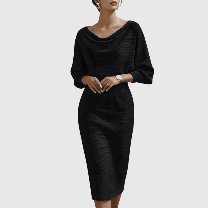Karen | Dame Elegant Draperet Strik Midikjole - Freya Kobenhavn