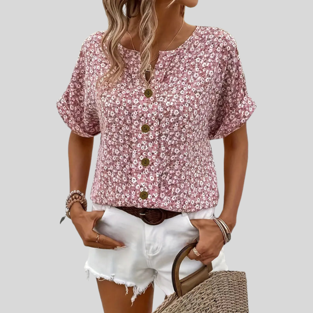Yrsa | Dame Blomstret Knaplukning Casual Top - Freya Kobenhavn
