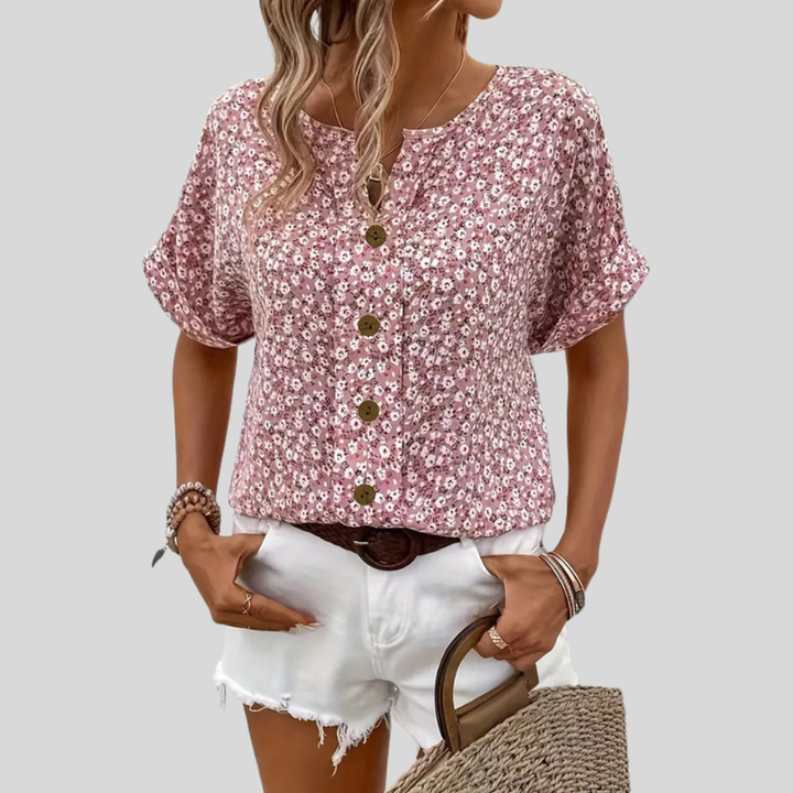 Yrsa | Dame Blomstret Knaplukning Casual Top - Freya Kobenhavn