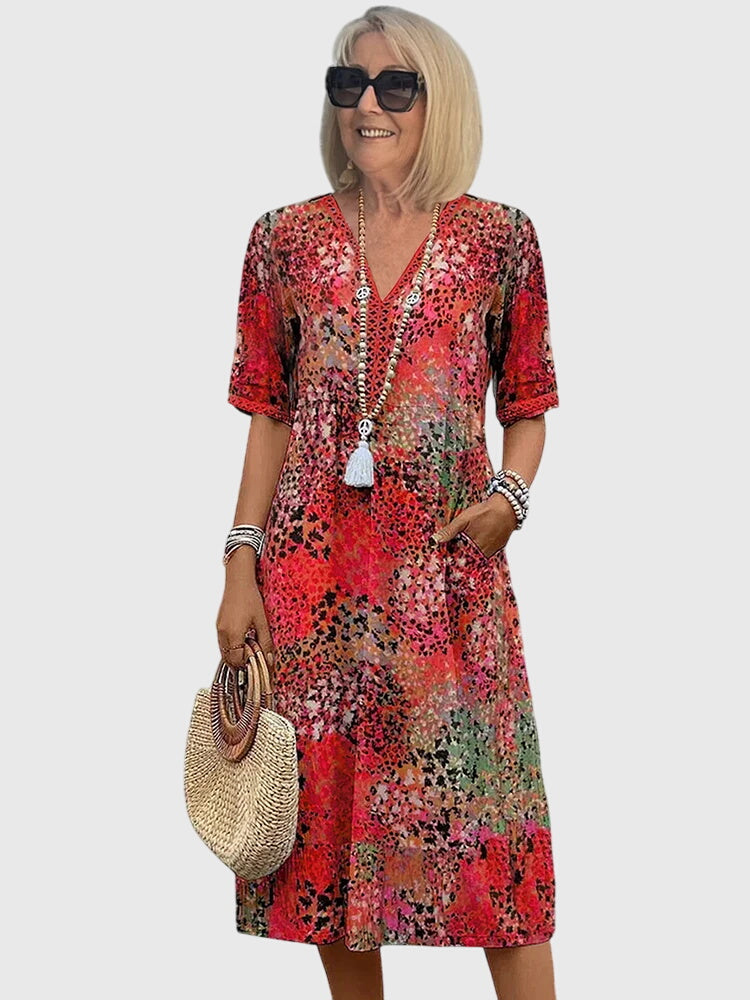 Bella | Elegant Floral Midi Dress - Freya Kobenhavn