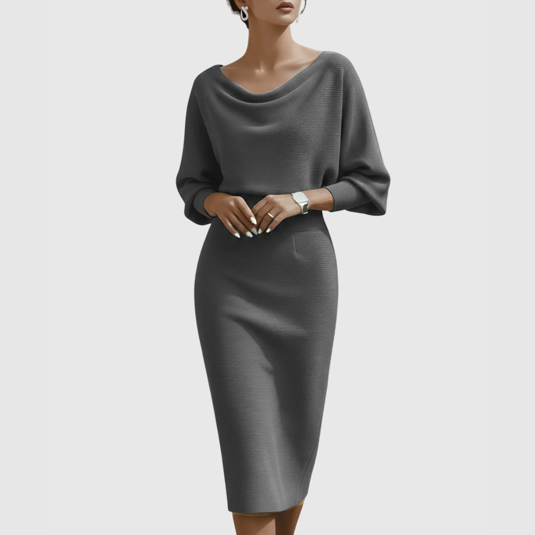 Karen | Dame Elegant Draperet Strik Midikjole - Freya Kobenhavn