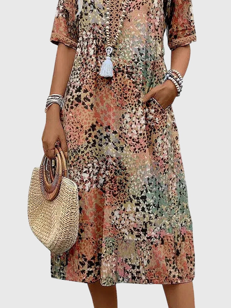 Bella | Elegant Floral Midi Dress - Freya Kobenhavn