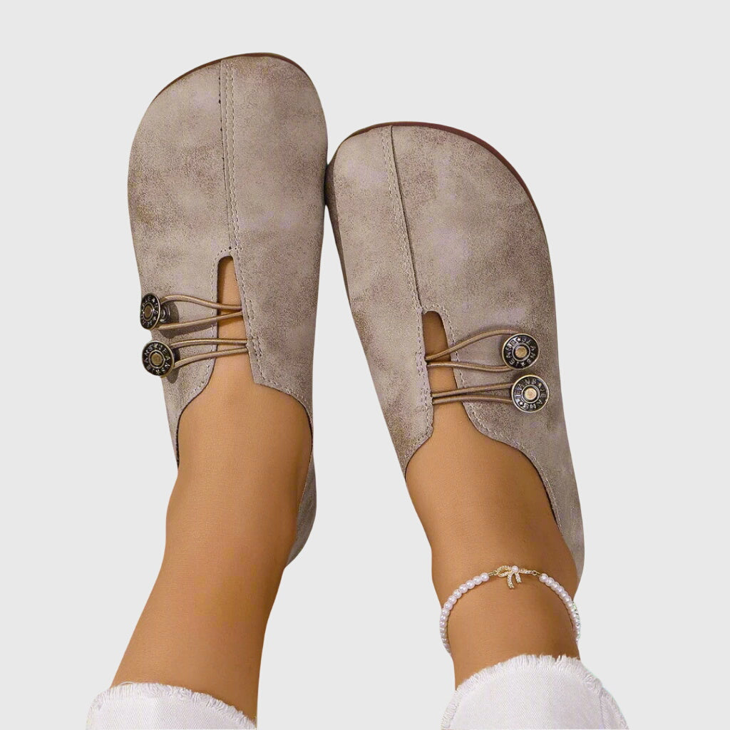 Dagmar | Kvinders Forårs Casual Slip-On Flade Sko med Knap - Freya Kobenhavn