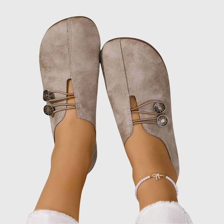 Dagmar | Kvinders Forårs Casual Slip-On Flade Sko med Knap - Freya Kobenhavn