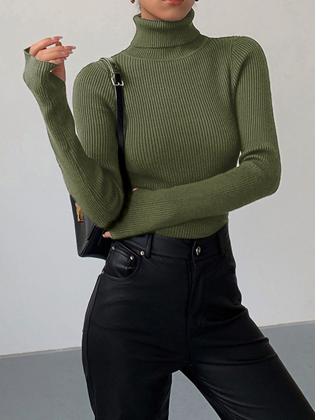Birthe | Dame Forårs Stilfuld Ribstrikket Rullekrave Sweater - Freya Kobenhavn