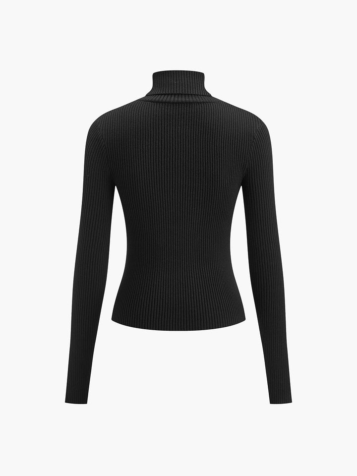 Birthe | Dame Forårs Stilfuld Ribstrikket Rullekrave Sweater - Freya Kobenhavn