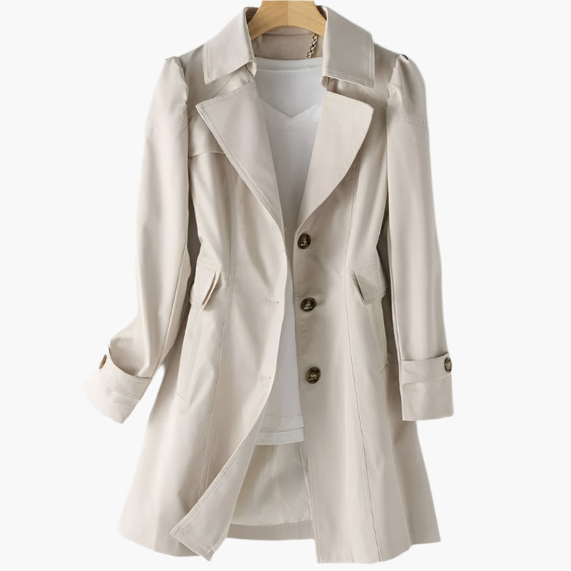 Rikke | Elegant Lang Trenchcoat i Klassisk Efterårsstil til Dame - Freya Kobenhavn