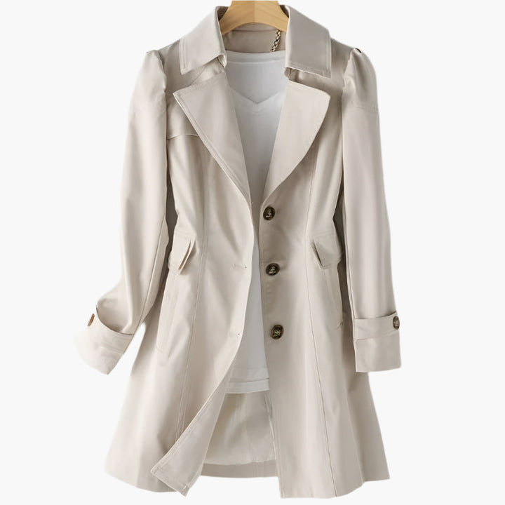 Rikke | Elegant Lang Trenchcoat i Klassisk Efterårsstil til Dame - Freya Kobenhavn
