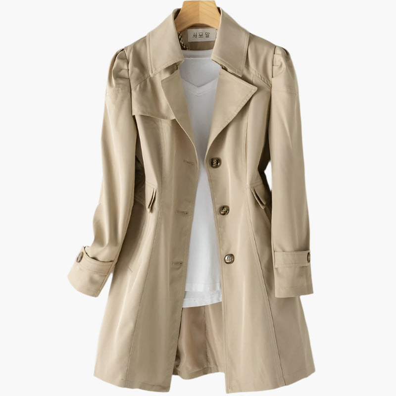 Rikke | Elegant Lang Trenchcoat i Klassisk Efterårsstil til Dame - Freya Kobenhavn