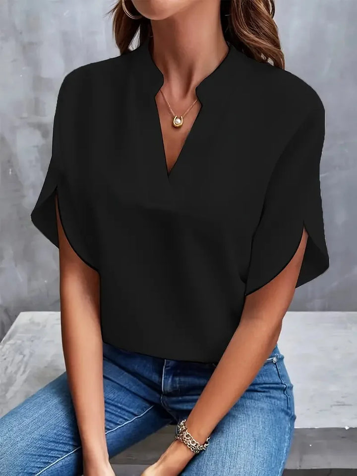 Annemie | Stilfuld V-Hals Flydende Bluse - Freya Kobenhavn