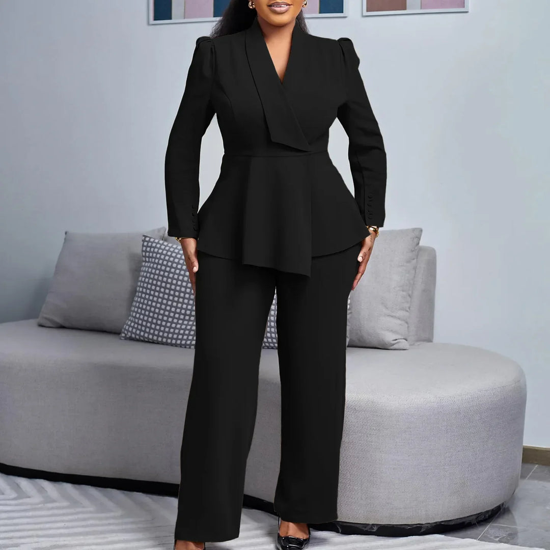 Ragna | Elegant Formelt Sæt med Skræddersyet Lang Blazer til Dame - Freya Kobenhavn