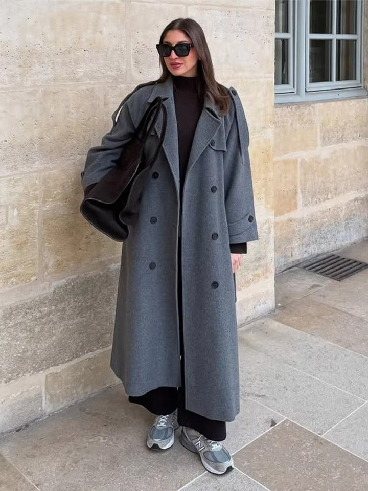Birthe | Dame Lang Vinter Trench Frakke i Uld - Freya Kobenhavn
