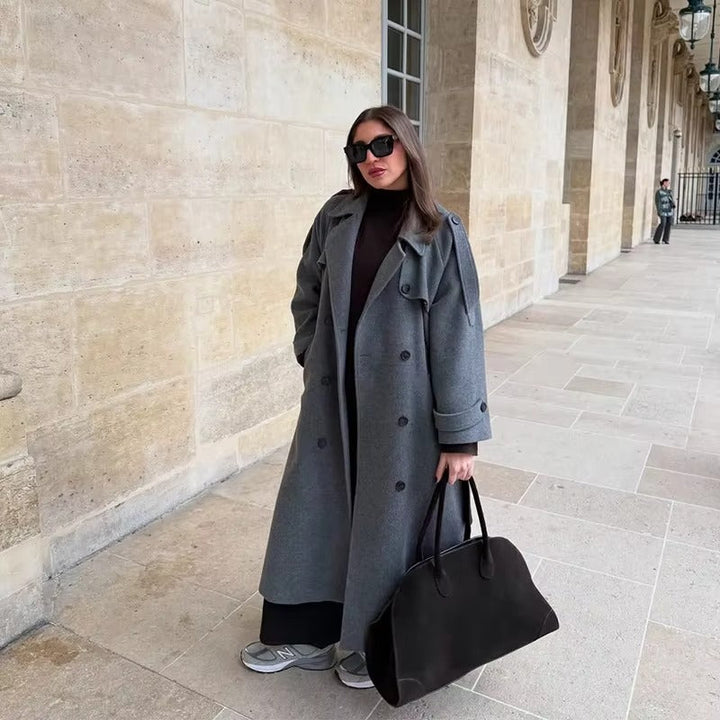 Birthe | Dame Lang Vinter Trench Frakke i Uld - Freya Kobenhavn