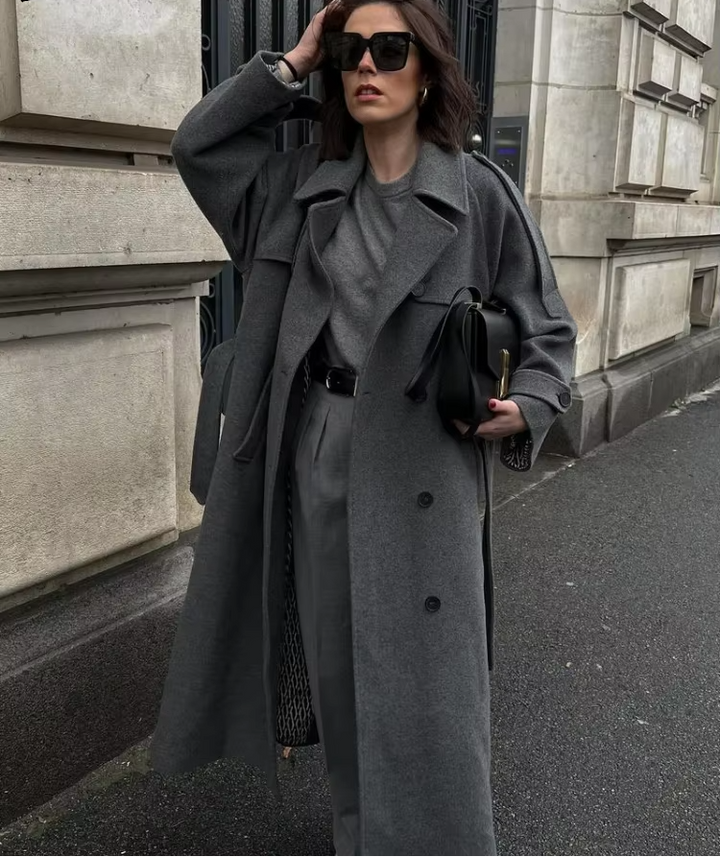 Birthe | Dame Lang Vinter Trench Frakke i Uld - Freya Kobenhavn