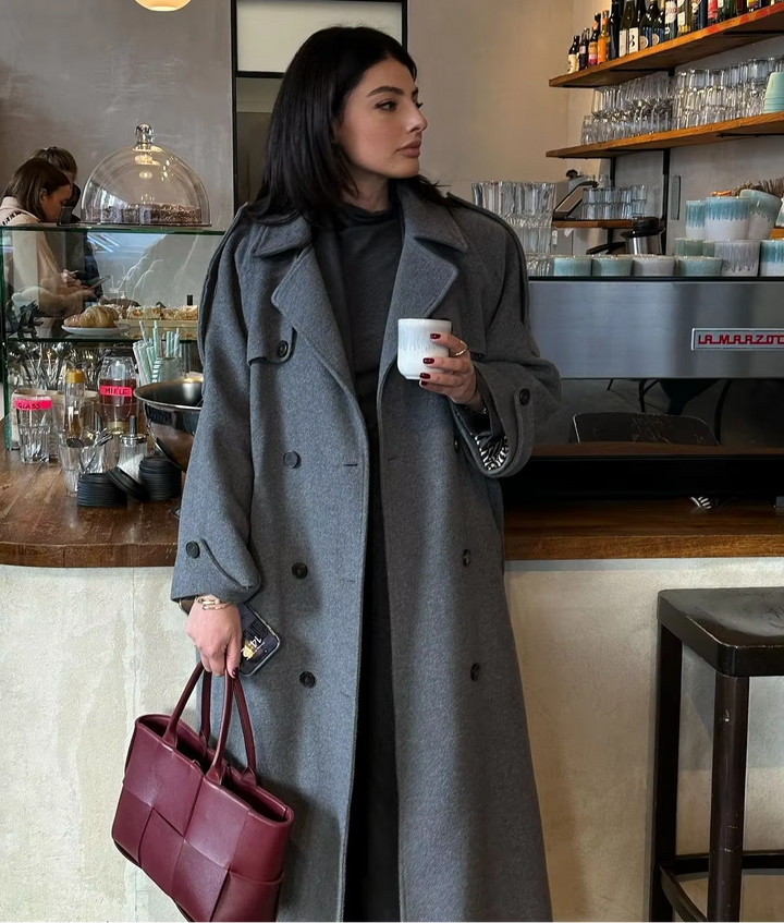 Birthe | Dame Lang Vinter Trench Frakke i Uld - Freya Kobenhavn