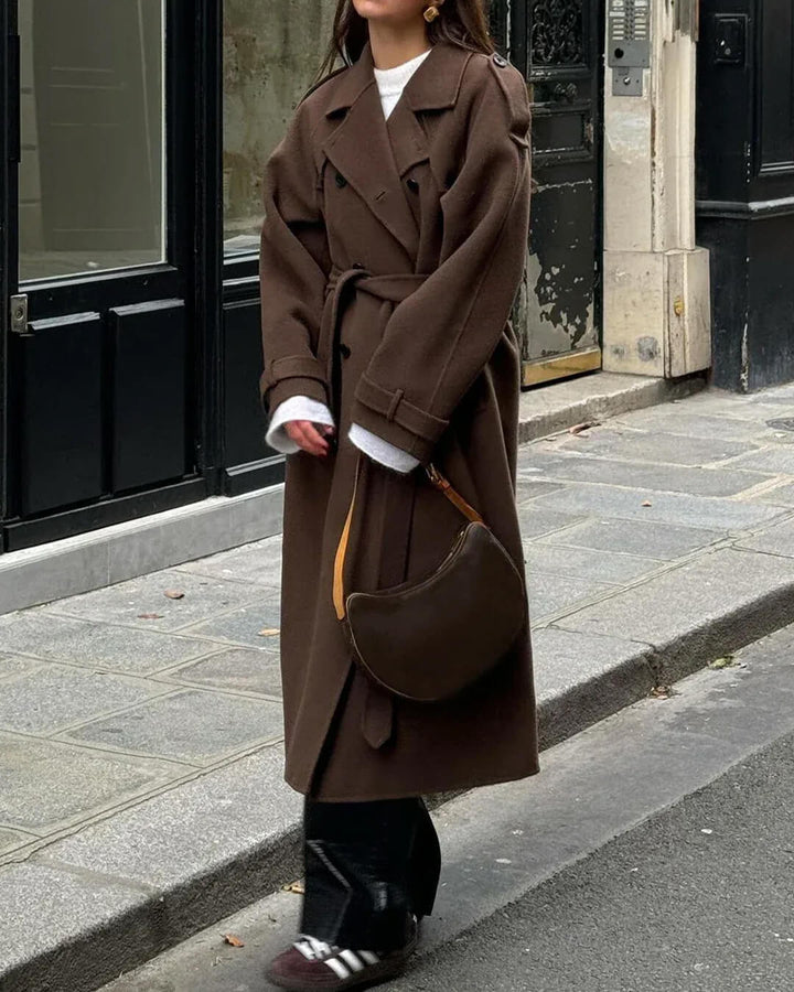 Birthe | Dame Lang Vinter Trench Frakke i Uld - Freya Kobenhavn