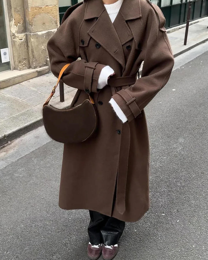 Birthe | Dame Lang Vinter Trench Frakke i Uld - Freya Kobenhavn