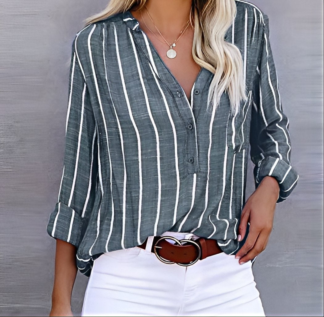 Olga | Stilfuld og Casual Stribet Bluse - Freya Kobenhavn