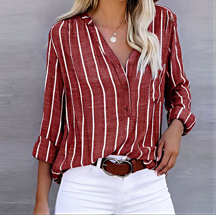 Olga | Stilfuld og Casual Stribet Bluse - Freya Kobenhavn