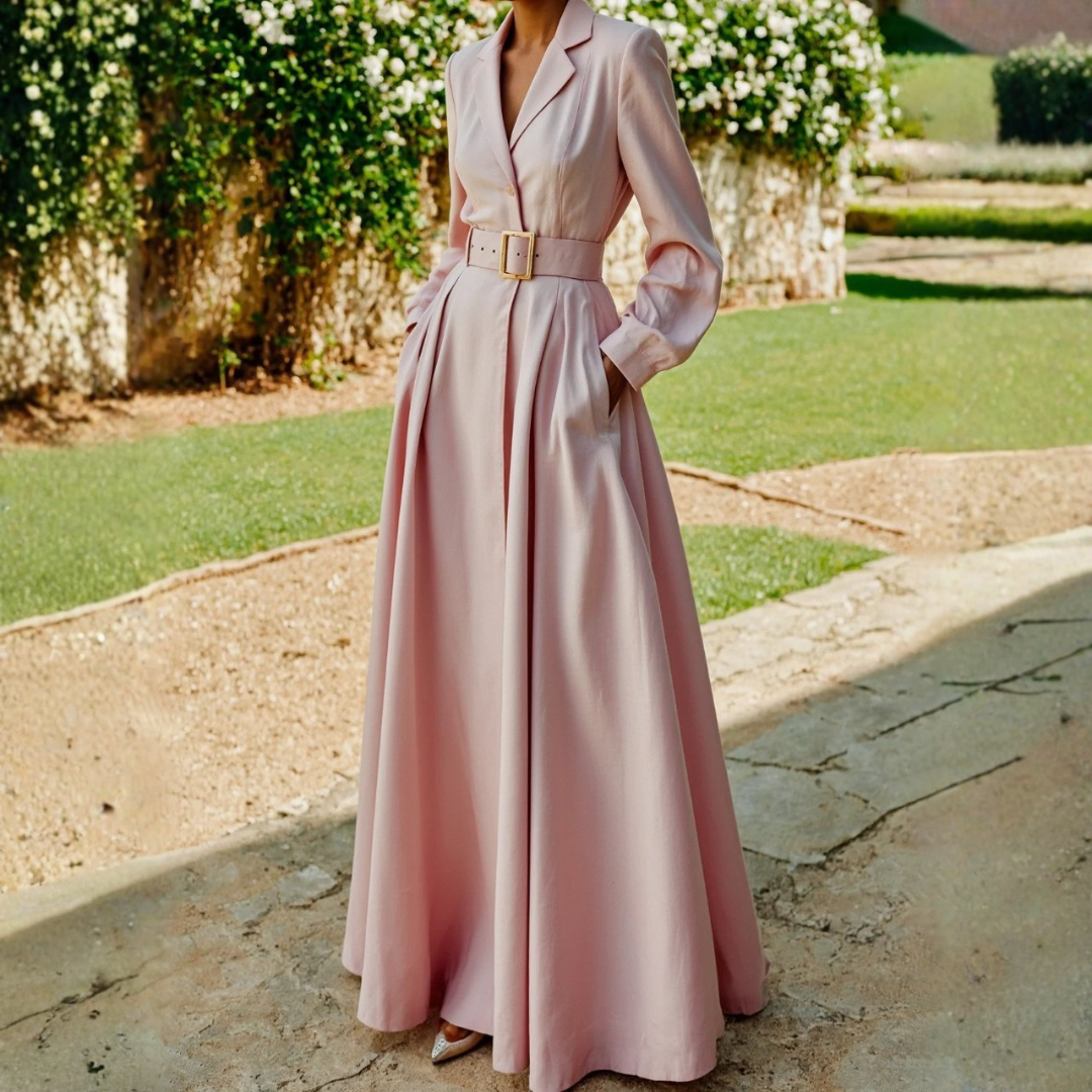 Gabriella | Dame Elegant Maxi Kjole Med Bælte - Freya Kobenhavn