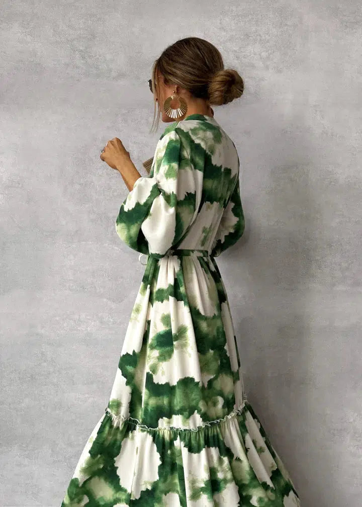Nikoline | Elegant Og Stilfuld Lang Kjole Med Print - Freya Kobenhavn