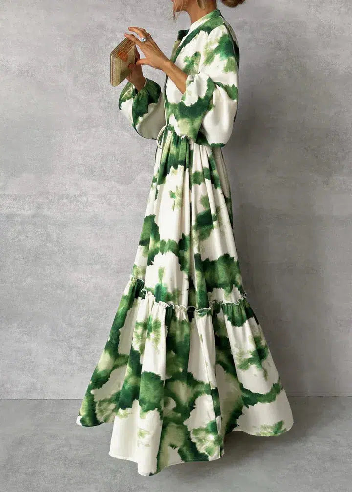Nikoline | Elegant Og Stilfuld Lang Kjole Med Print - Freya Kobenhavn