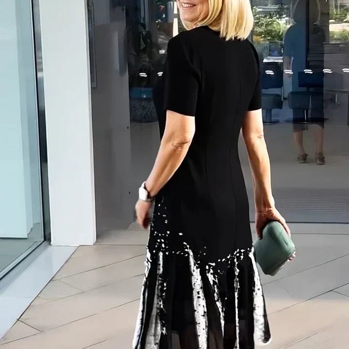 A-Line Midi Kjole Korte Ærmer Print Casual
