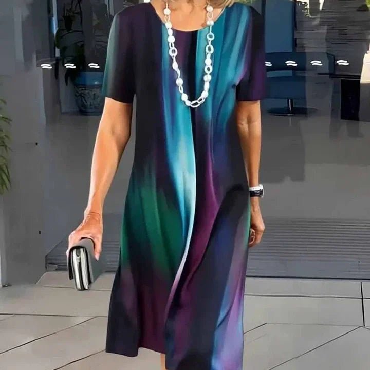 A-Line Midi Kjole Korte Ærmer Print Casual