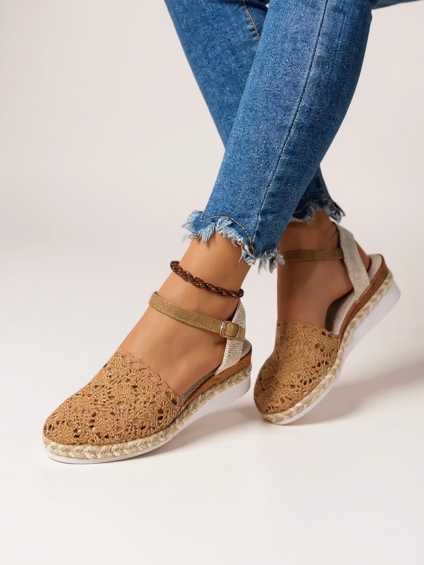 Boho Hæklet Platform Sandaler Kvinder Vævet Sommersko - Brown