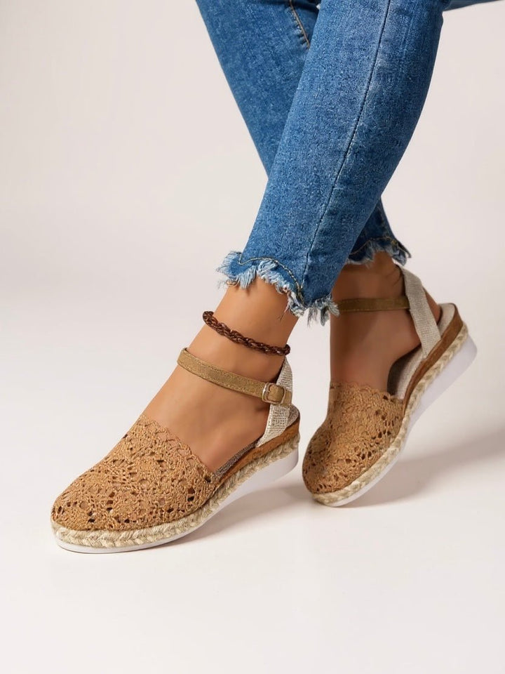 Boho Hæklet Platform Sandaler Kvinder Vævet Sommersko - Brown