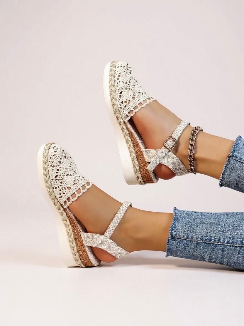 Boho Hæklet Platform Sandaler Kvinder Vævet Sommersko
