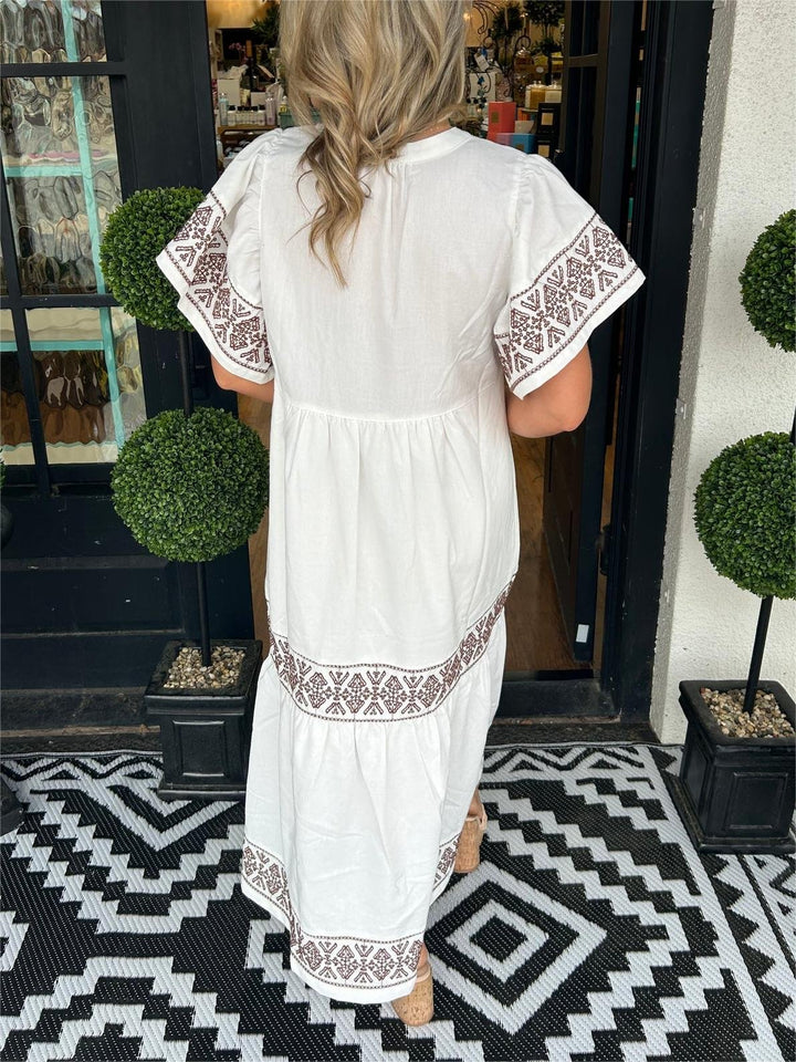 Boho Kjole Løs Pasform Blød Drapering Mavekontrol