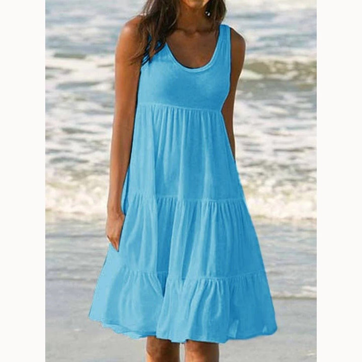 Boho Kjole Ærmeløs Lagdelt Midi Sommer