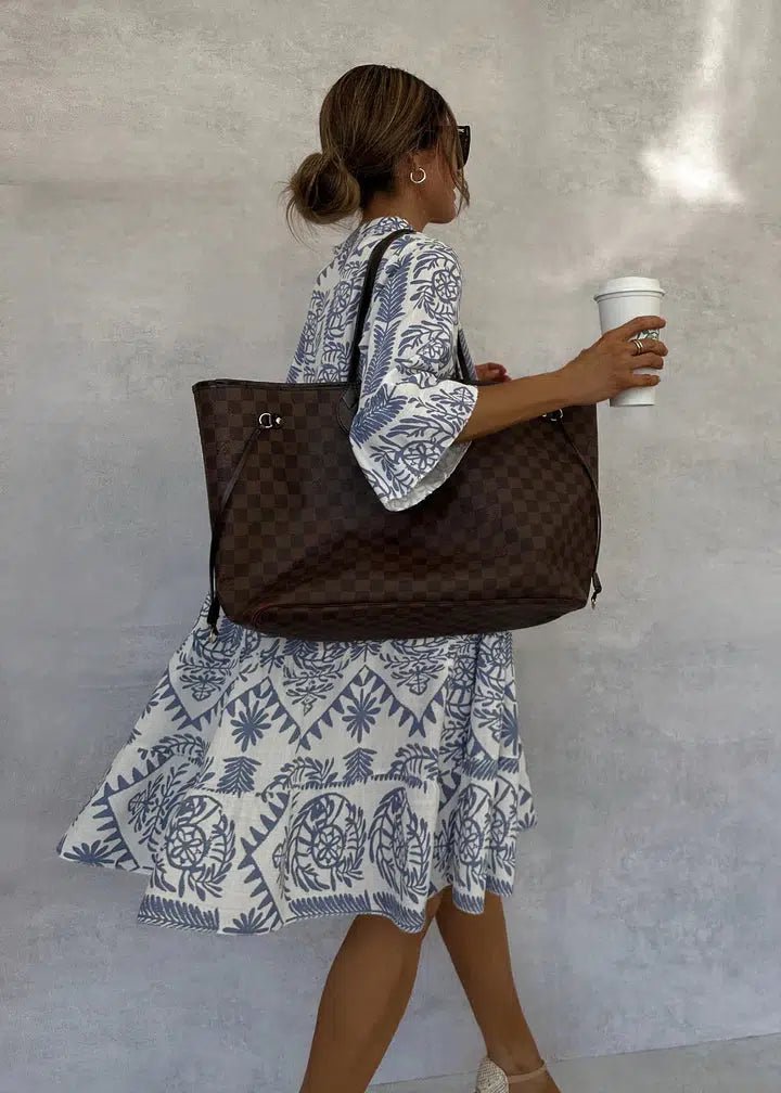 Boho Kjole V-Hals 3/4 Ærmer Swing Stil Print