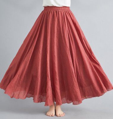 Boho Maxi Nederdel Høj Talje Bomuldsblanding Elegant - Altrosa
