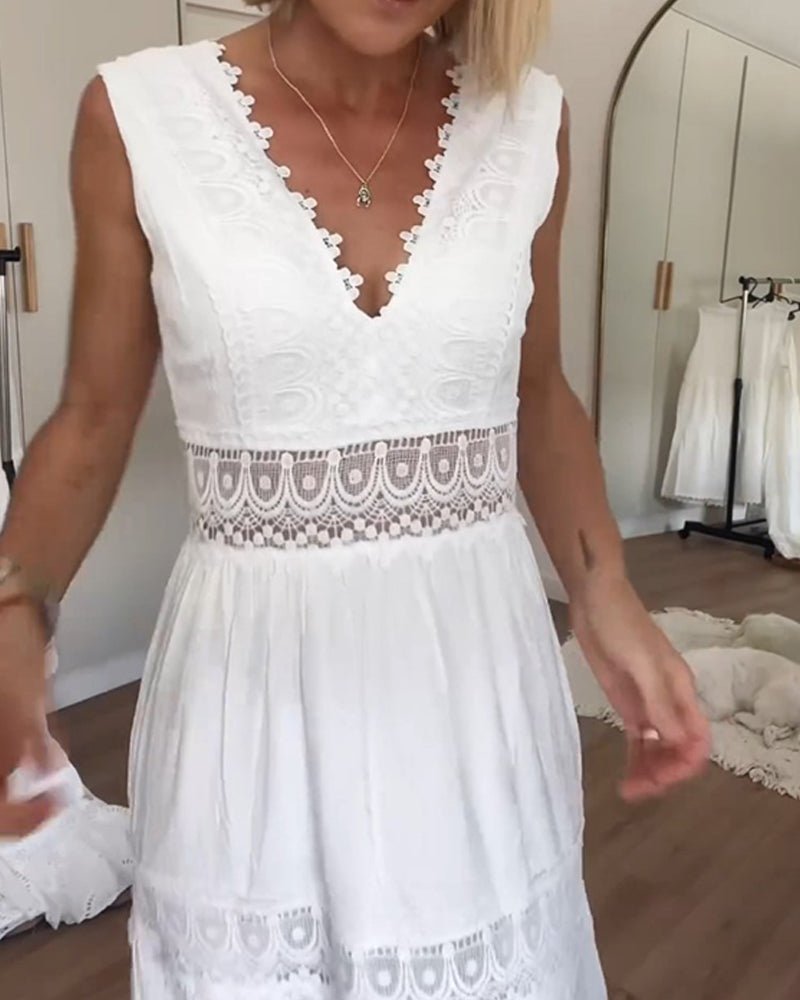 Boho Maxikjole V-hals Wrap-design Blonde Detaljer