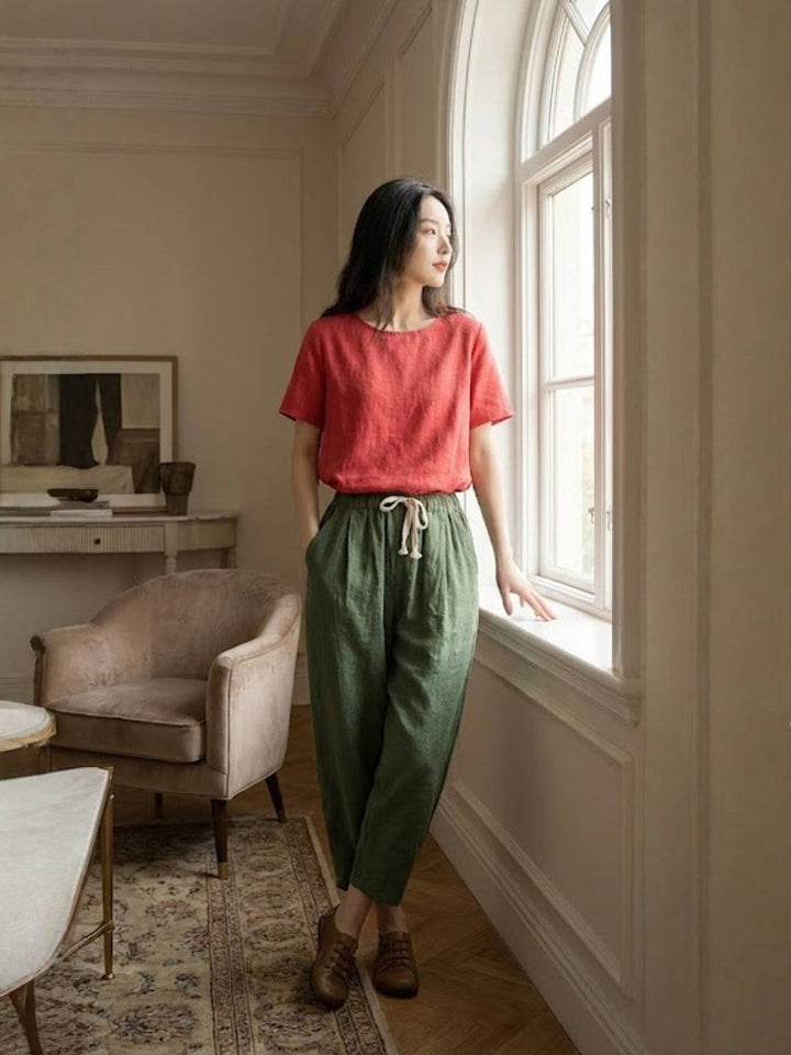 Susanne | Dame Snøre Talje Afslappede Slim Fit Bukser