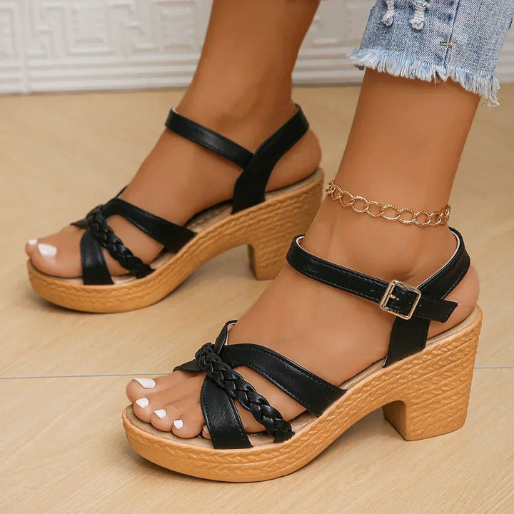 Cross-Strap Sandaler Justerbare Remme Komfort Sommer - Black