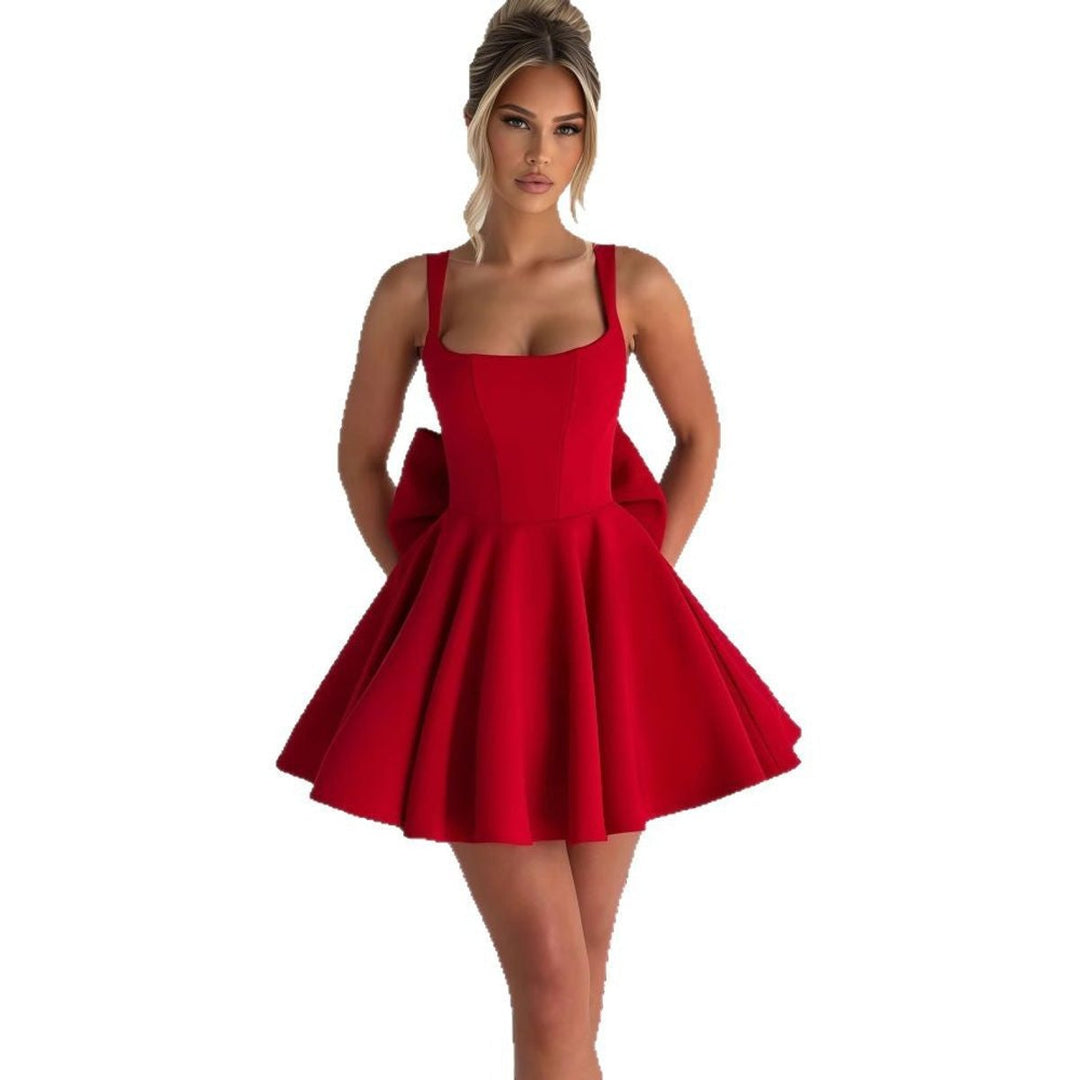 Dame A-line Cocktail Dress Sløjfe Flæseskørt Selekjole