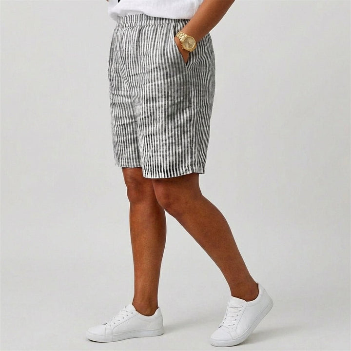 Dame Afslappet Stribet Shorts Elastisk Talje Sommer