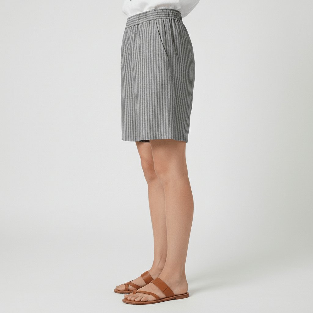 Dame Afslappet Stribet Shorts Elastisk Talje Sommer