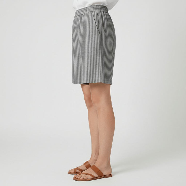 Dame Afslappet Stribet Shorts Elastisk Talje Sommer