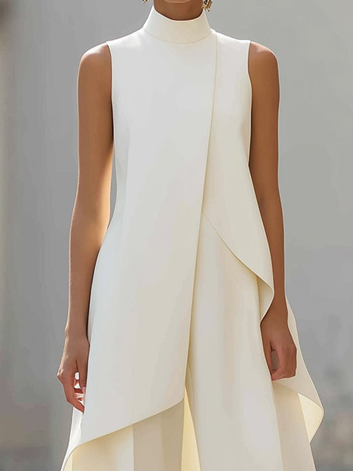 Dame Asymmetrisk High-Neck Ærmeløs Wide-Leg Bukse Sæt