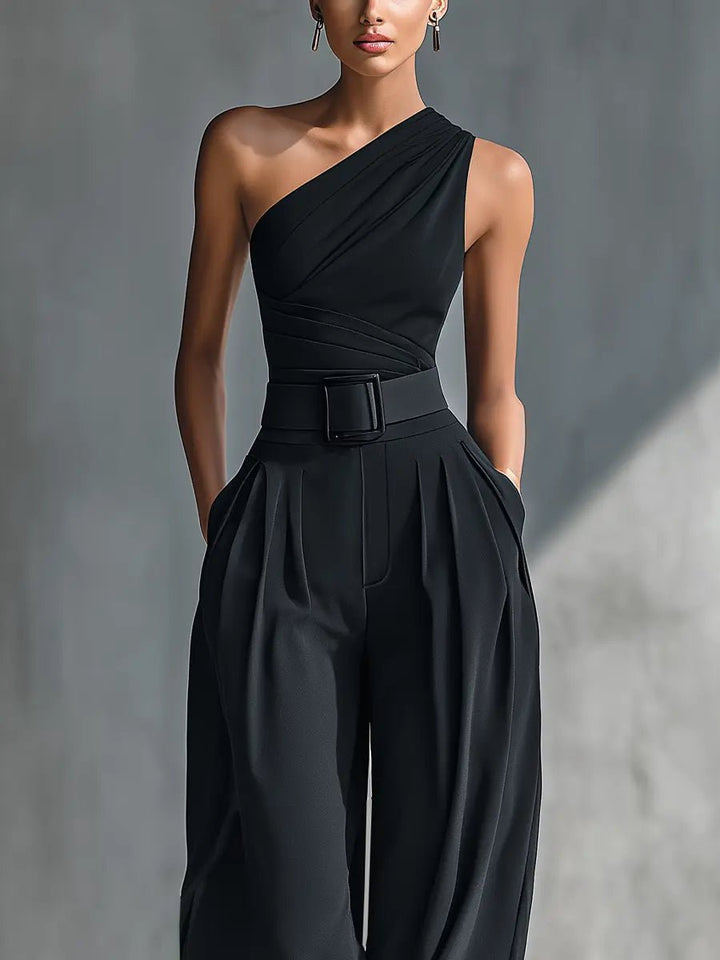 Dame Asymmetrisk Strik Top Wide-Leg Bukser Sæt