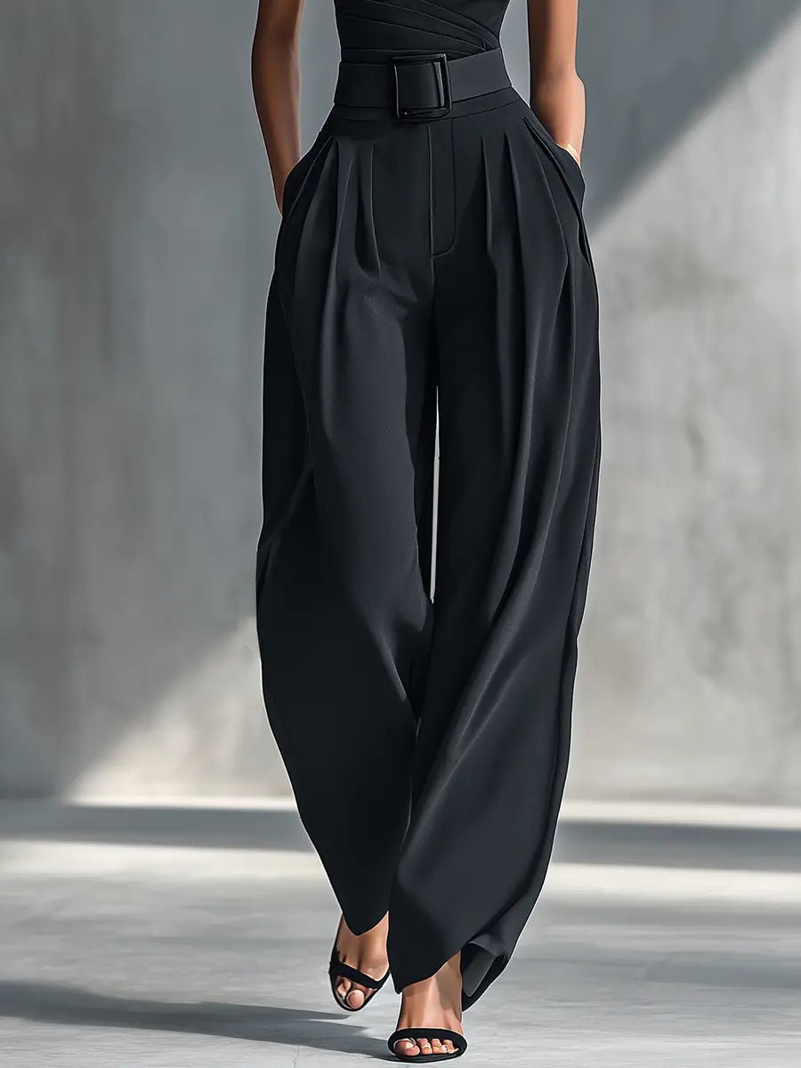 Dame Asymmetrisk Strik Top Wide-Leg Bukser Sæt
