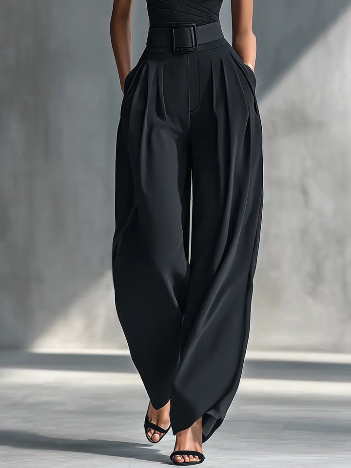 Dame Asymmetrisk Strik Top Wide-Leg Bukser Sæt