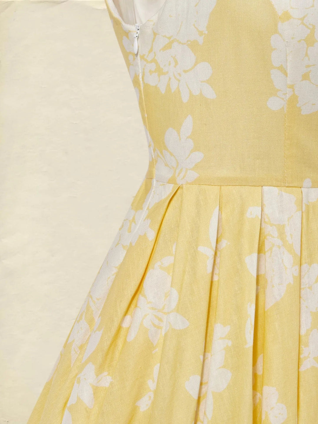 Dame Blomstret Linen Midi Kjole Ærmeløs